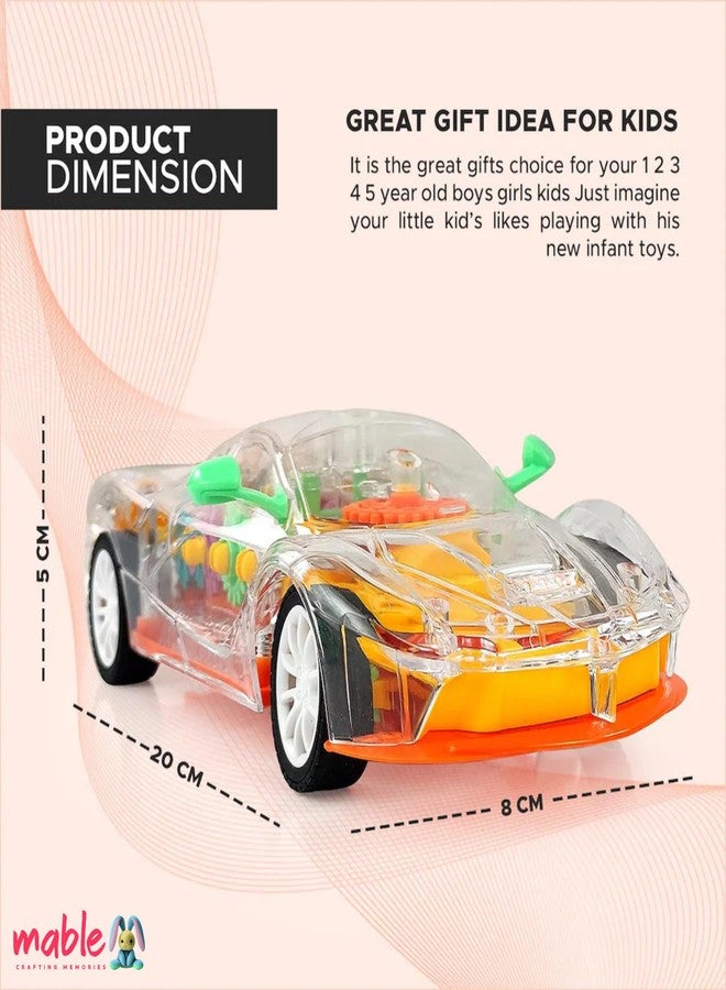 MABLE Remote Control Car Toy for Kids | 3D Transparent Racing Car with Lights, Sound & 360° Rotation | Rechargeable RC Toy Car for Boys & Girls | Gadi for Kids 3+ - Image 4